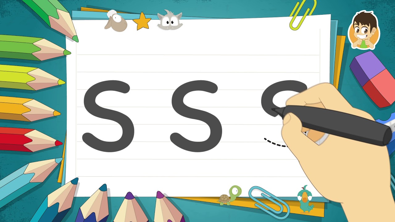حرف (S) | تعليم كتابة حرف (S) باللغة الإنجليزية للاطفال – تعلم الحروف الإنجليزية مع زكريا