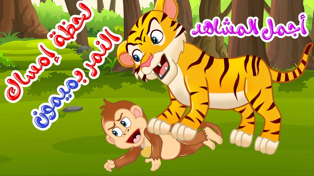 زاد الحكايا – قصص اطفال – قصص قبل النوم – لحظة امساك النمر بميمون