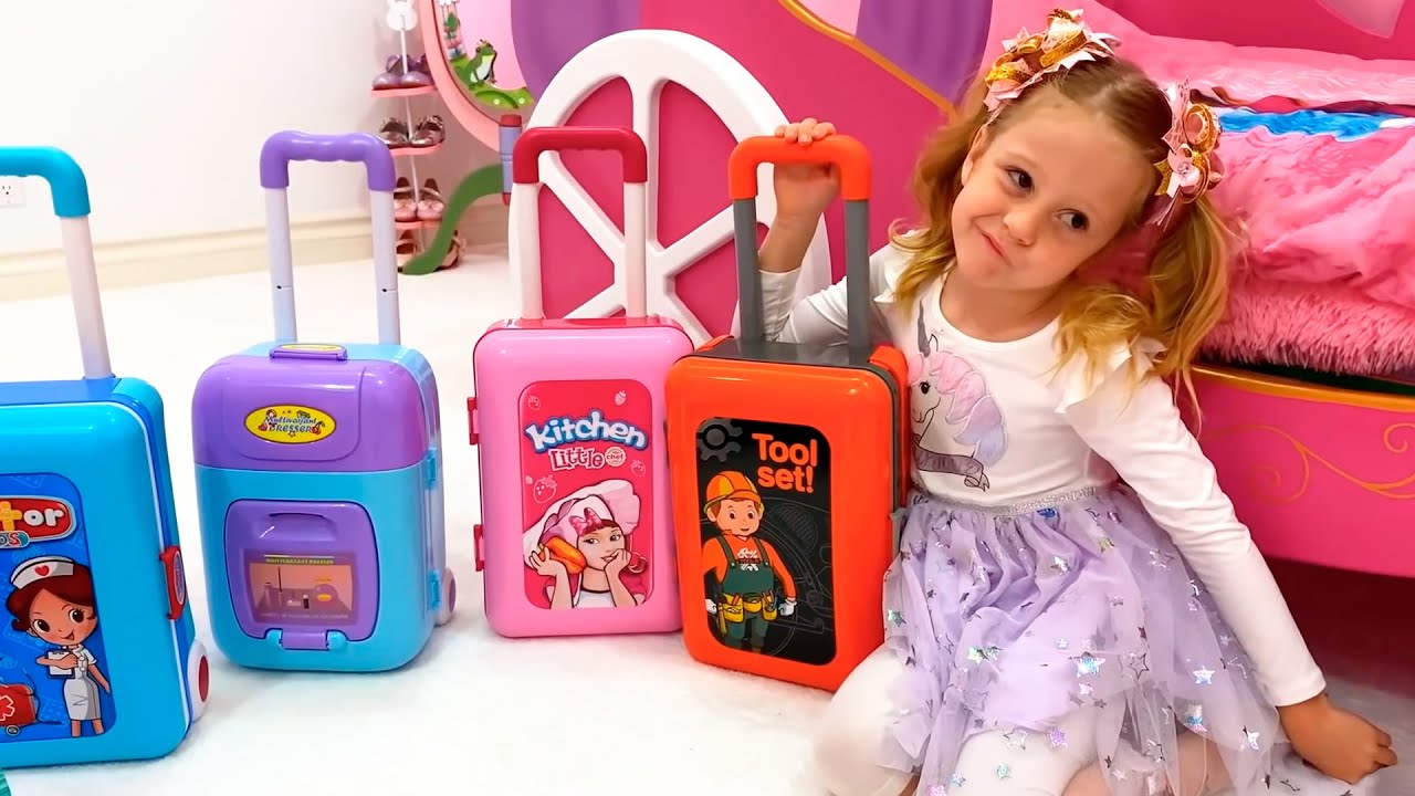 Nastya and dad pack a suitcase and are going on a trip