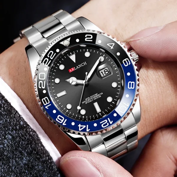 ⁦ARLANCH-Montre de sport à quartz pour homme, marque de luxe, étanche, entièrement en acier, offre spéciale⁩ - الصورة ⁦6⁩