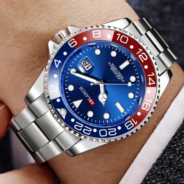 ⁦ARLANCH-Montre de sport à quartz pour homme, marque de luxe, étanche, entièrement en acier, offre spéciale⁩ - الصورة ⁦2⁩