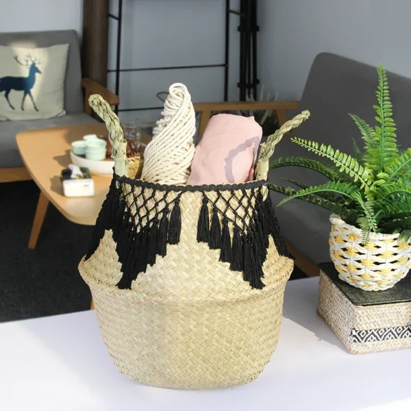 ⁦WUNICEF-mir en jonc de mer tissé pour pot de plantes, panier à linge, panier de pique-nique pour animaux de compagnie, panier à jouets, Osier⁩ - الصورة ⁦4⁩