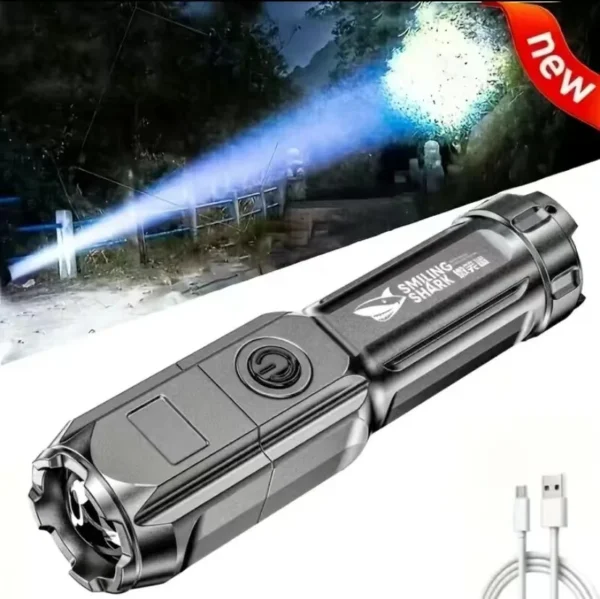 Lampe de poche LED aste USB 18650, lampe de poche étanche, lampe de poche à n'aime, lampe de poche à lumière douce, pêche et chasse, 100000 lumens, injuste