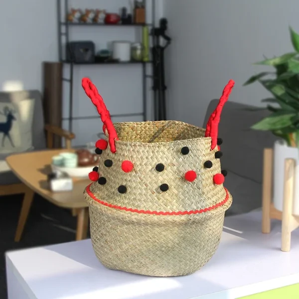 ⁦WUNICEF-mir en jonc de mer tissé pour pot de plantes, panier à linge, panier de pique-nique pour animaux de compagnie, panier à jouets, Osier⁩ - الصورة ⁦5⁩