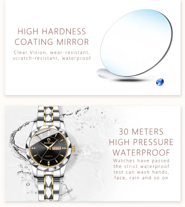 ⁦Montres de luxe en acier inoxydable pour femmes, montre-bracelet à quartz étanche pour dames, bracelet en or, cadeaux d'horloge féminine, nouvelle mode, 2024⁩ - الصورة ⁦6⁩