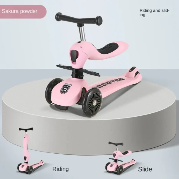 ⁦Trottinette pour enfants de 2, 3, 6 et 12 ans, bébé garçon et fille, trois en un, peut s'asseoir, rouler, glisser et pousser avec anneau de sécurité⁩ - الصورة ⁦4⁩