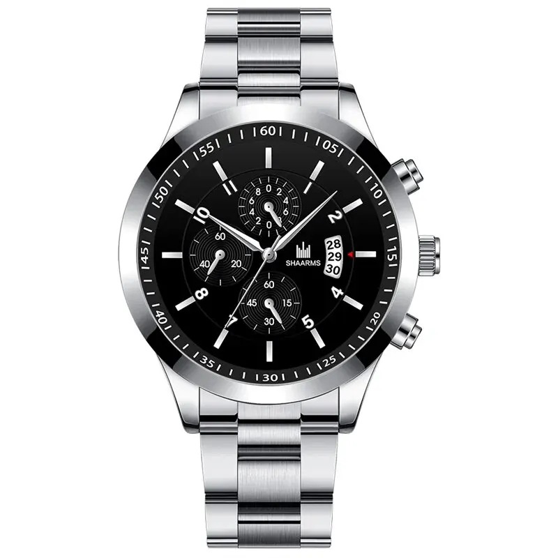 Montres en acier inoxydable pour hommes, montre-bracelet à quartz de luxe, horloge calendrier, montre d'affaires décontractée, ensemble de bracelets, Reloj zones bre, mode - الصورة 5