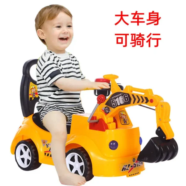 ⁦Pelle de voiture tournante, peut s'asseoir et monter, bébé, grand jouet, ingénierie musicale, jouets pour enfants de 2 à 4 ans⁩ - الصورة ⁦2⁩