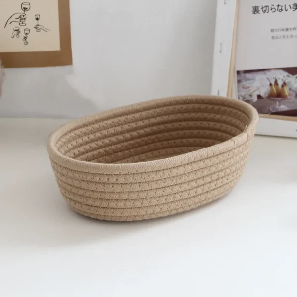 ⁦Mir de Rangement en Fil de Coton Tissé à la Main, Boîte de Bureau pour Cosmétiques, Snack, Porche, Cadeau⁩ - الصورة ⁦2⁩