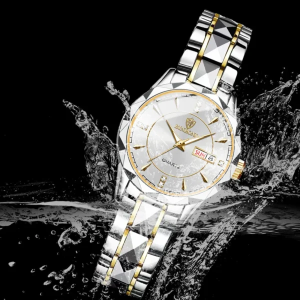 ⁦Montres de luxe en acier inoxydable pour femmes, montre-bracelet à quartz étanche pour dames, bracelet en or, cadeaux d'horloge féminine, nouvelle mode, 2024⁩ - الصورة ⁦4⁩
