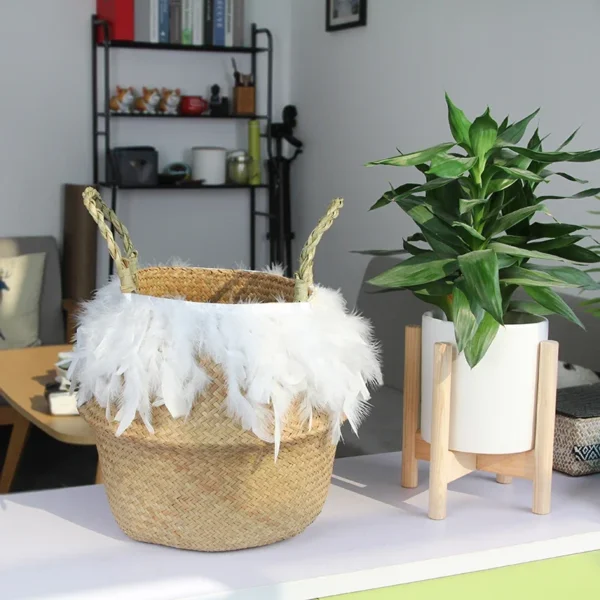 ⁦WUNICEF-mir en jonc de mer tissé pour pot de plantes, panier à linge, panier de pique-nique pour animaux de compagnie, panier à jouets, Osier⁩ - الصورة ⁦6⁩