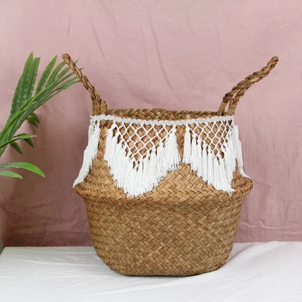 WUNICEF-mir en jonc de mer tissé pour pot de plantes, panier à linge, panier de pique-nique pour animaux de compagnie, panier à jouets, Osier