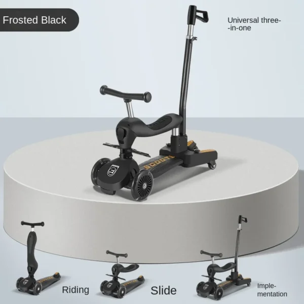⁦Trottinette pour enfants de 2, 3, 6 et 12 ans, bébé garçon et fille, trois en un, peut s'asseoir, rouler, glisser et pousser avec anneau de sécurité⁩ - الصورة ⁦5⁩